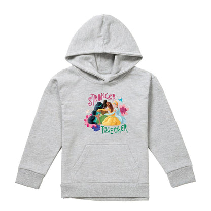 Athletic Heather - Front - Disney Princess Childrens-Kids Stronger Together Jasmine, Tiana And Belle Heather Hoodie