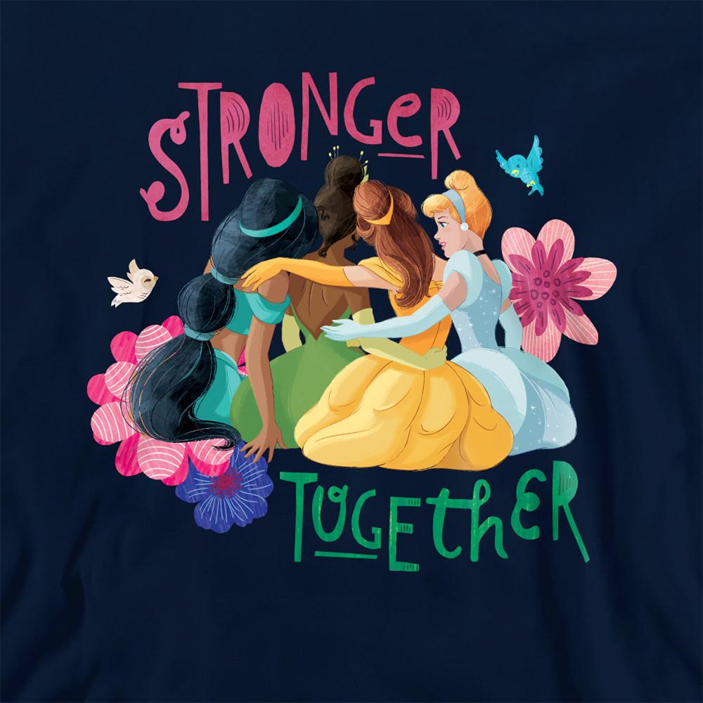 Navy - Side - Disney Princess Childrens-Kids Stronger Together Jasmine, Tiana And Belle Hoodie
