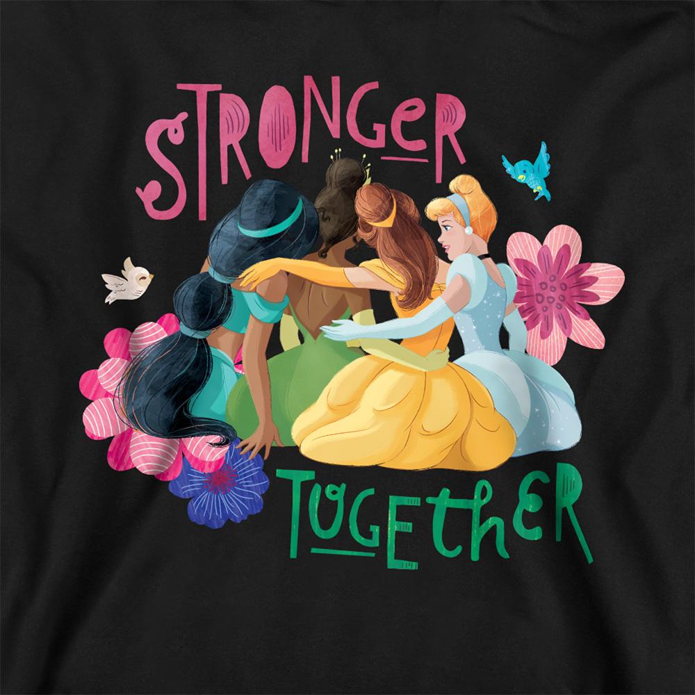 Black - Side - Disney Princess Childrens-Kids Stronger Together Jasmine, Tiana And Belle Hoodie