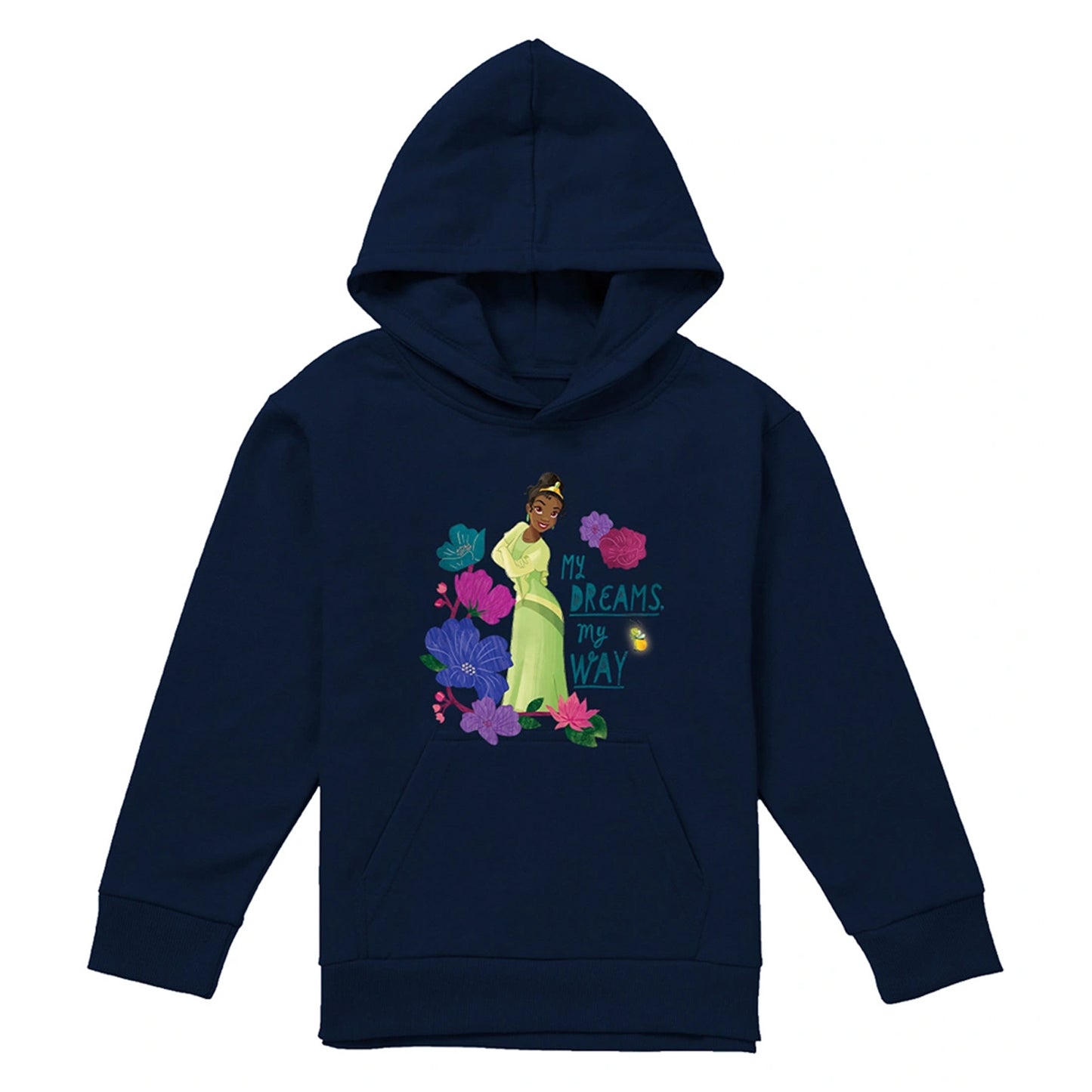Navy - Front - The Princess and the Frog Childrens-Kids My Dreams, My Way Tiana Hoodie