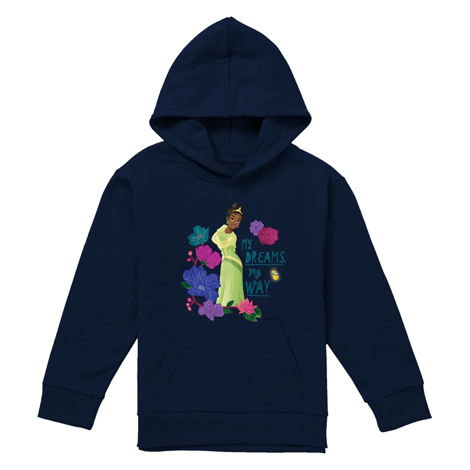 Navy - Front - The Princess and the Frog Childrens-Kids My Dreams, My Way Tiana Hoodie