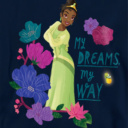 Navy - Side - The Princess and the Frog Childrens-Kids My Dreams, My Way Tiana Hoodie