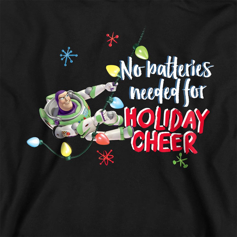 Black - Side - Toy Story Childrens-Kids No Batteries Needed Holiday Cheer Buzz Lightyear Hoodie
