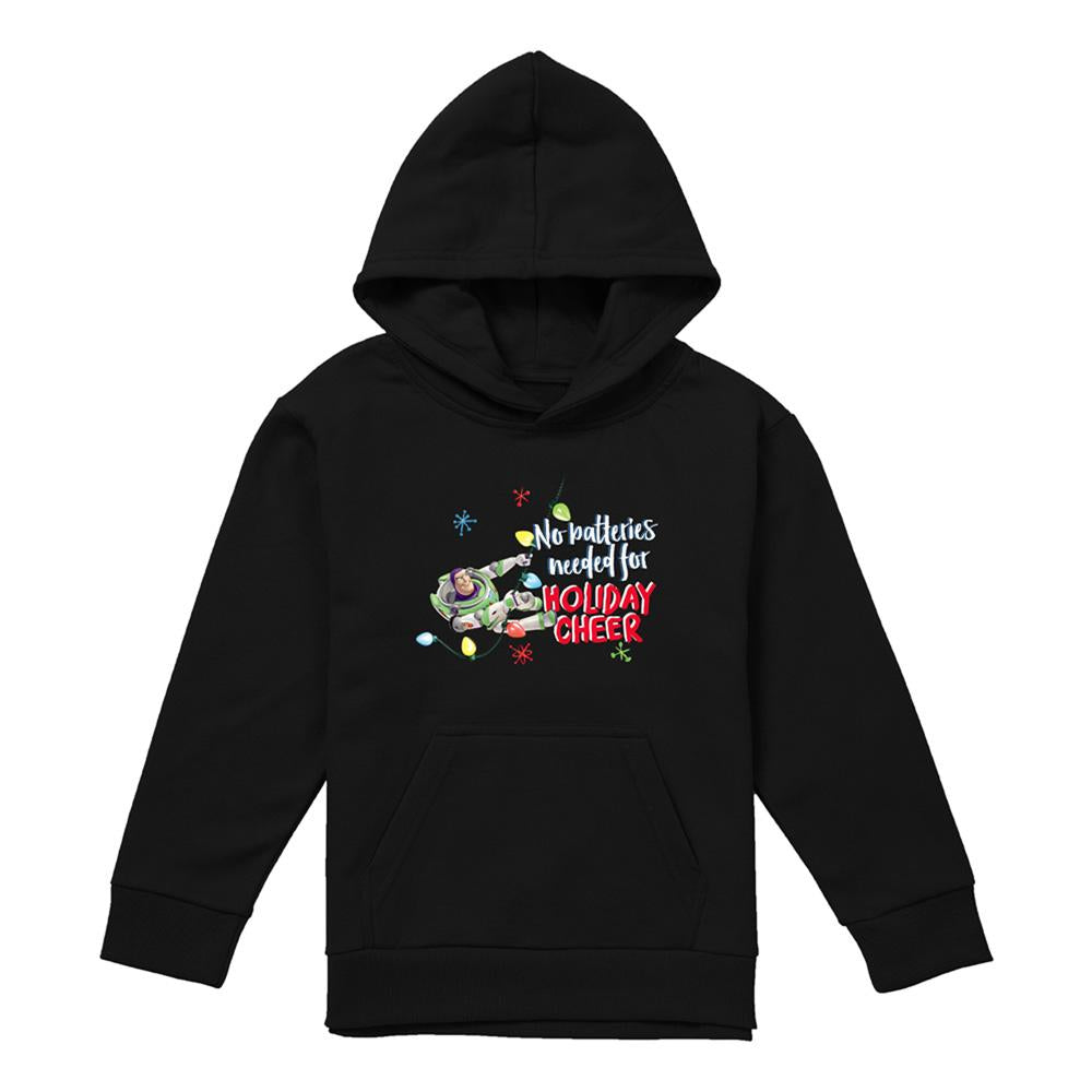 Black - Front - Toy Story Childrens-Kids No Batteries Needed Holiday Cheer Buzz Lightyear Hoodie