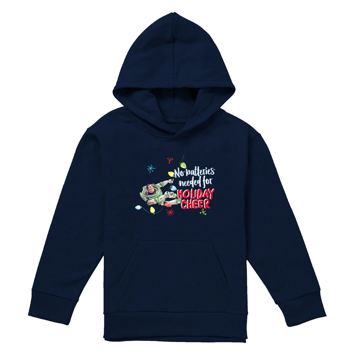 Navy - Front - Toy Story Childrens-Kids No Batteries Needed Holiday Cheer Buzz Lightyear Hoodie