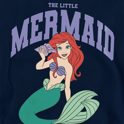 Navy - Side - The Little Mermaid Childrens-Kids Collegiate Hoodie