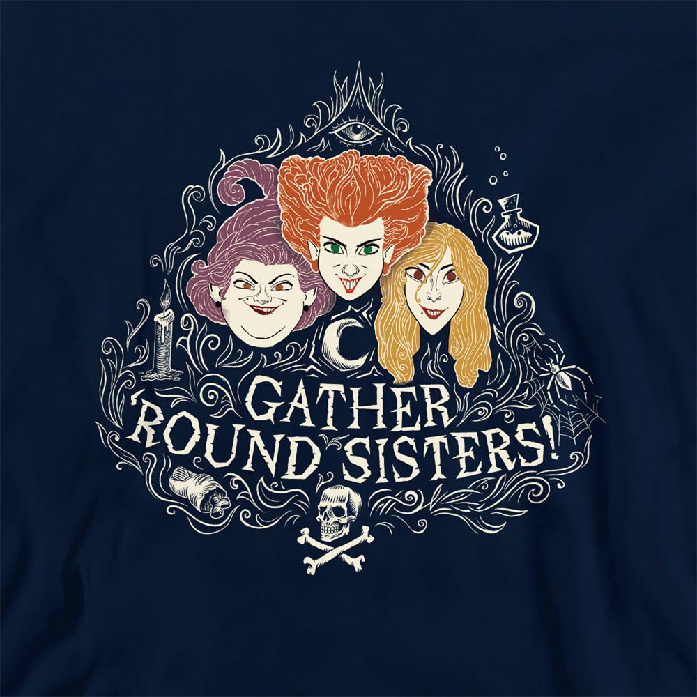 Navy - Side - Hocus Pocus Childrens-Kids Gather Round Sisters Hoodie