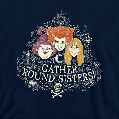 Navy - Side - Hocus Pocus Childrens-Kids Gather Round Sisters Hoodie