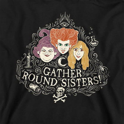 Black - Side - Hocus Pocus Childrens-Kids Gather Round Sisters Hoodie