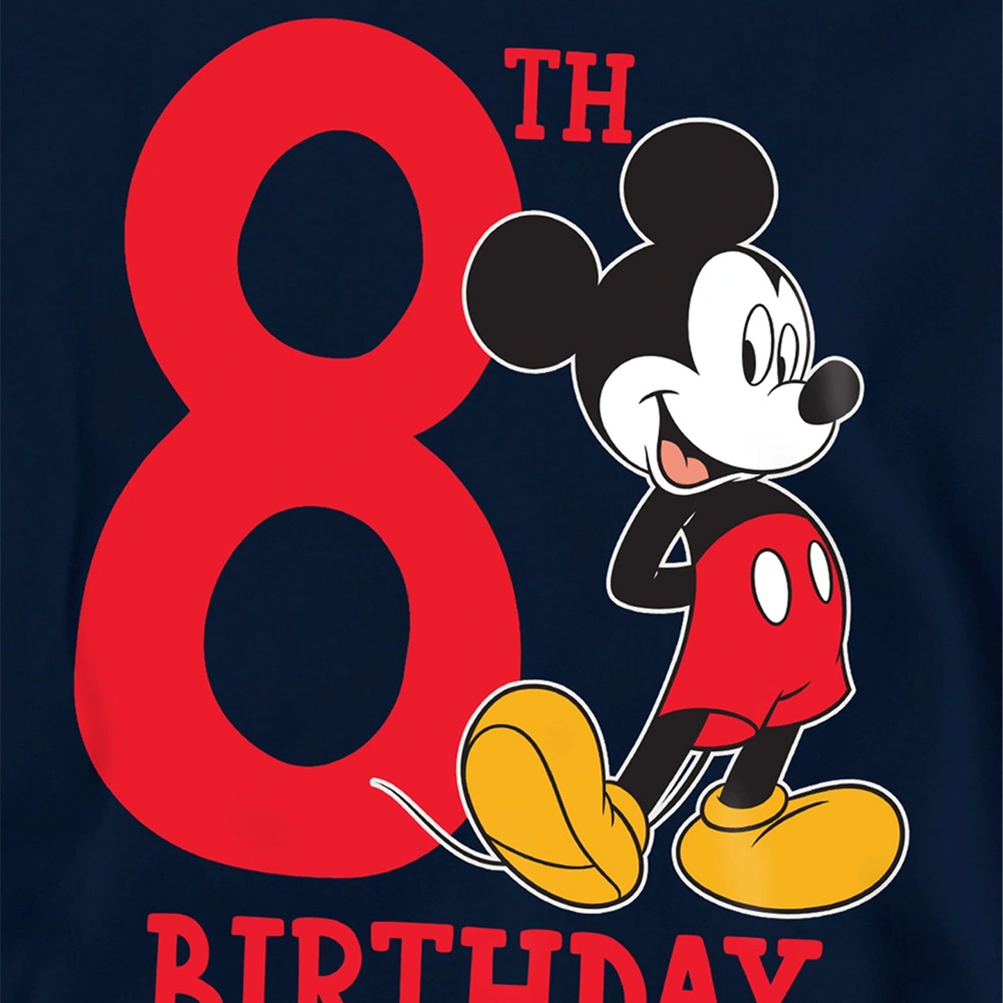 Navy - Side - Disney Childrens-Kids Mickey Mouse Shirt 8th Birthday Hoodie