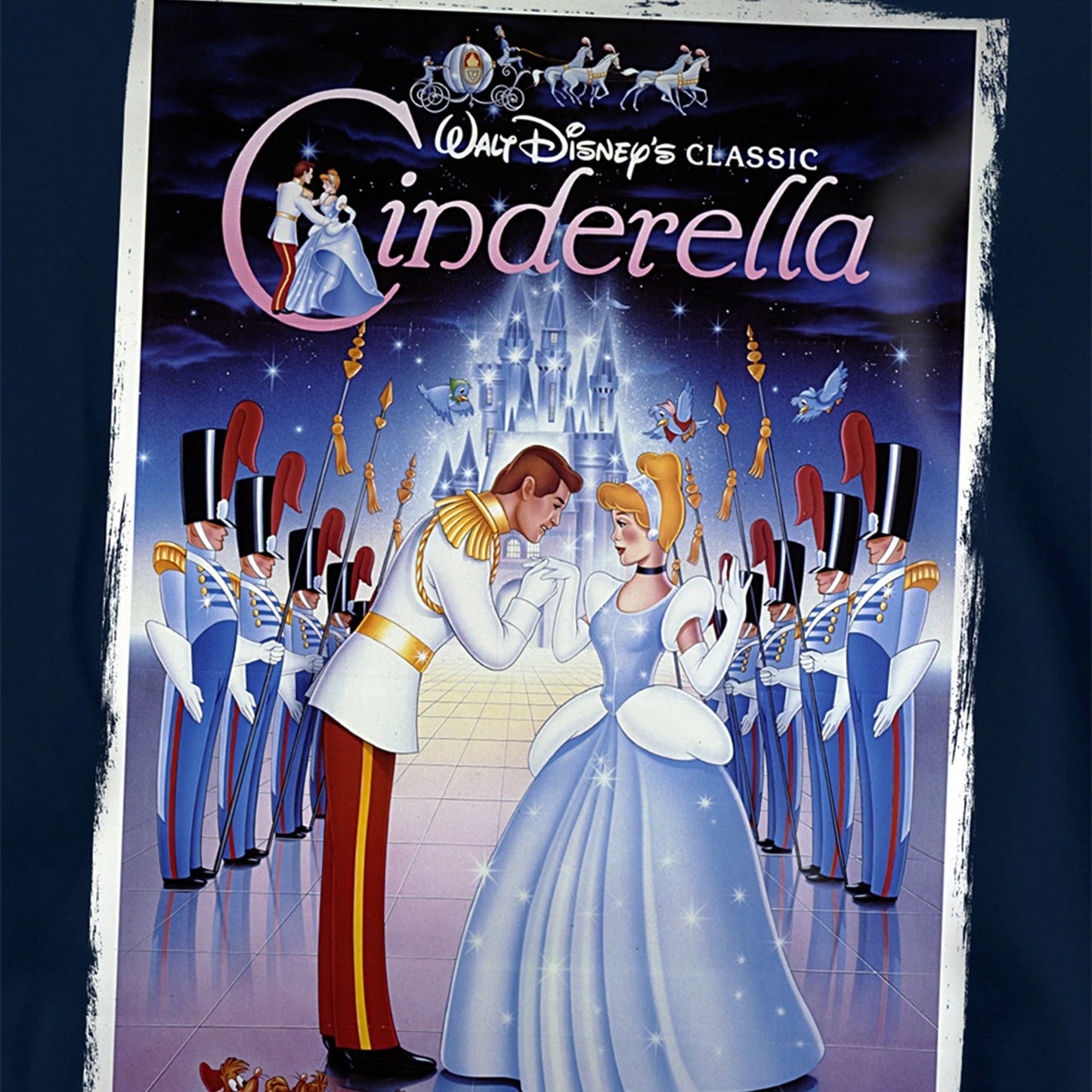 Navy - Side - Cinderella Childrens-Kids Poster Hoodie