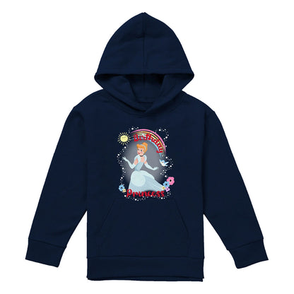 Navy - Front - Cinderella Childrens-Kids Birthday Princess Hoodie