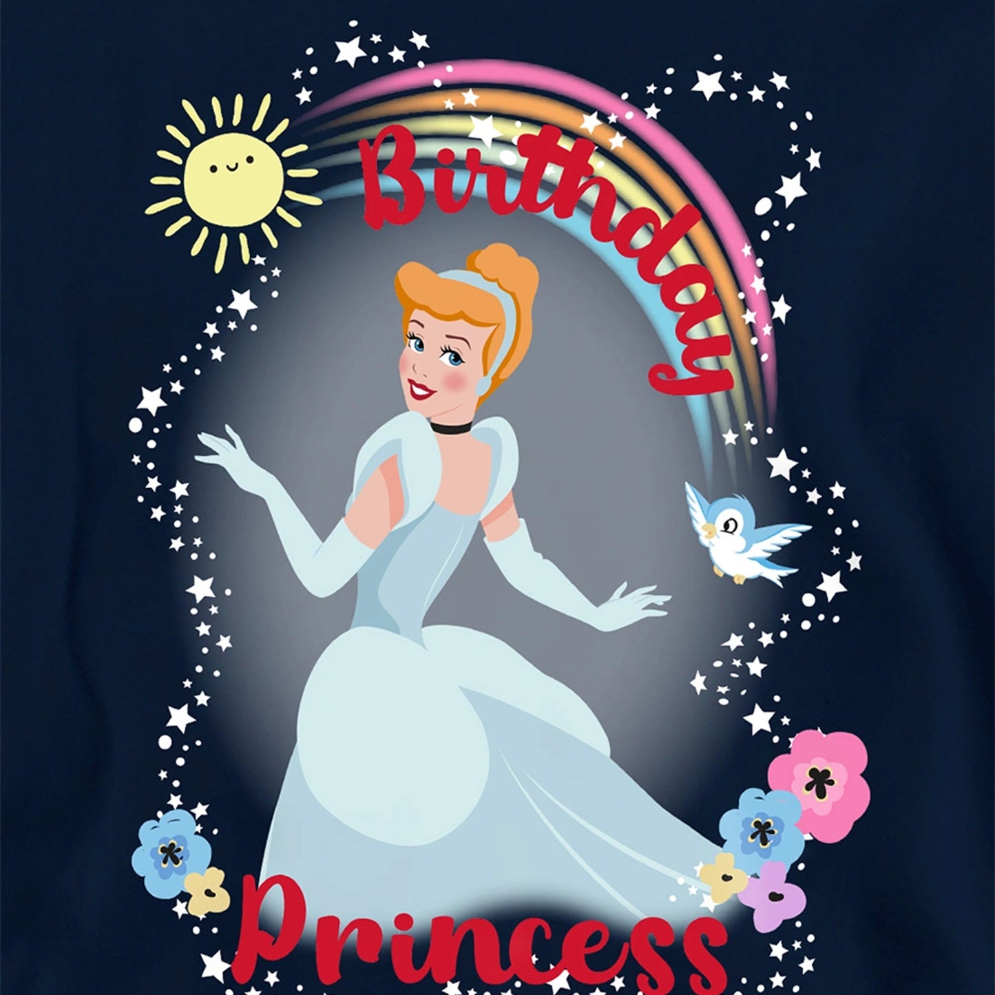 Navy - Side - Cinderella Childrens-Kids Birthday Princess Hoodie