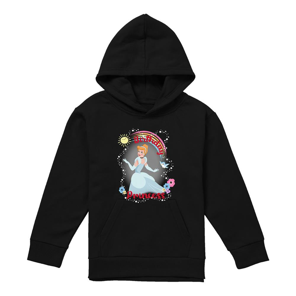Black - Front - Cinderella Childrens-Kids Birthday Princess Hoodie