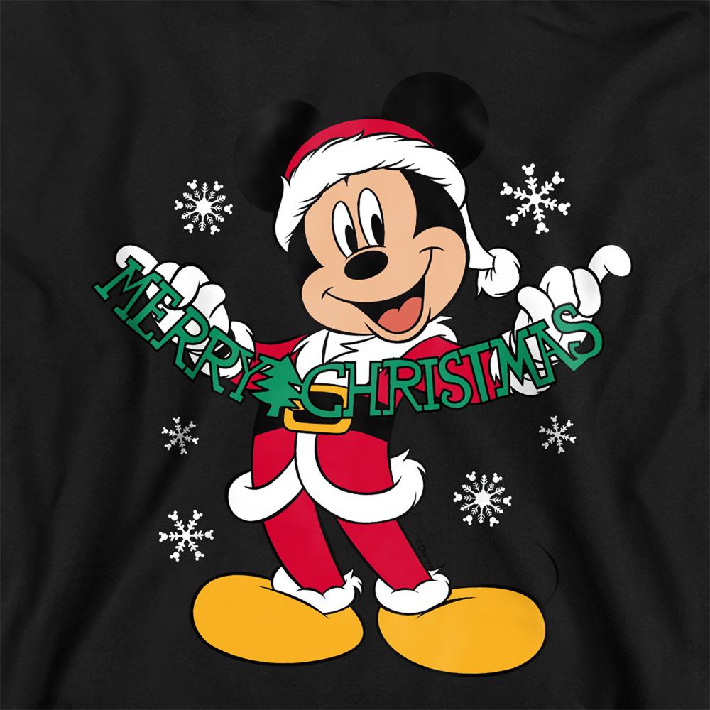 Black - Side - Disney Childrens-Kids Merry Christmas Mickey Mouse Hoodie