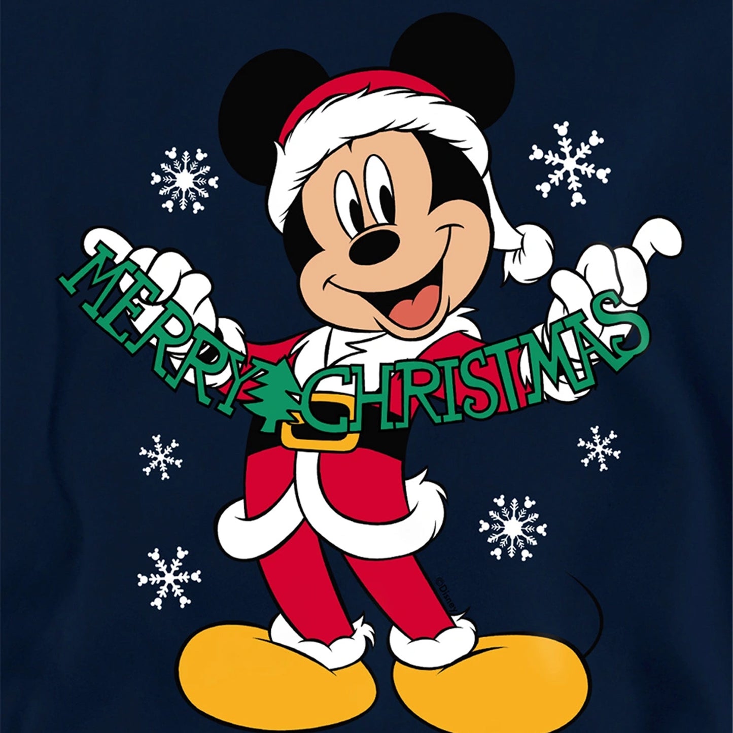 Navy - Side - Disney Childrens-Kids Merry Christmas Mickey Mouse Hoodie