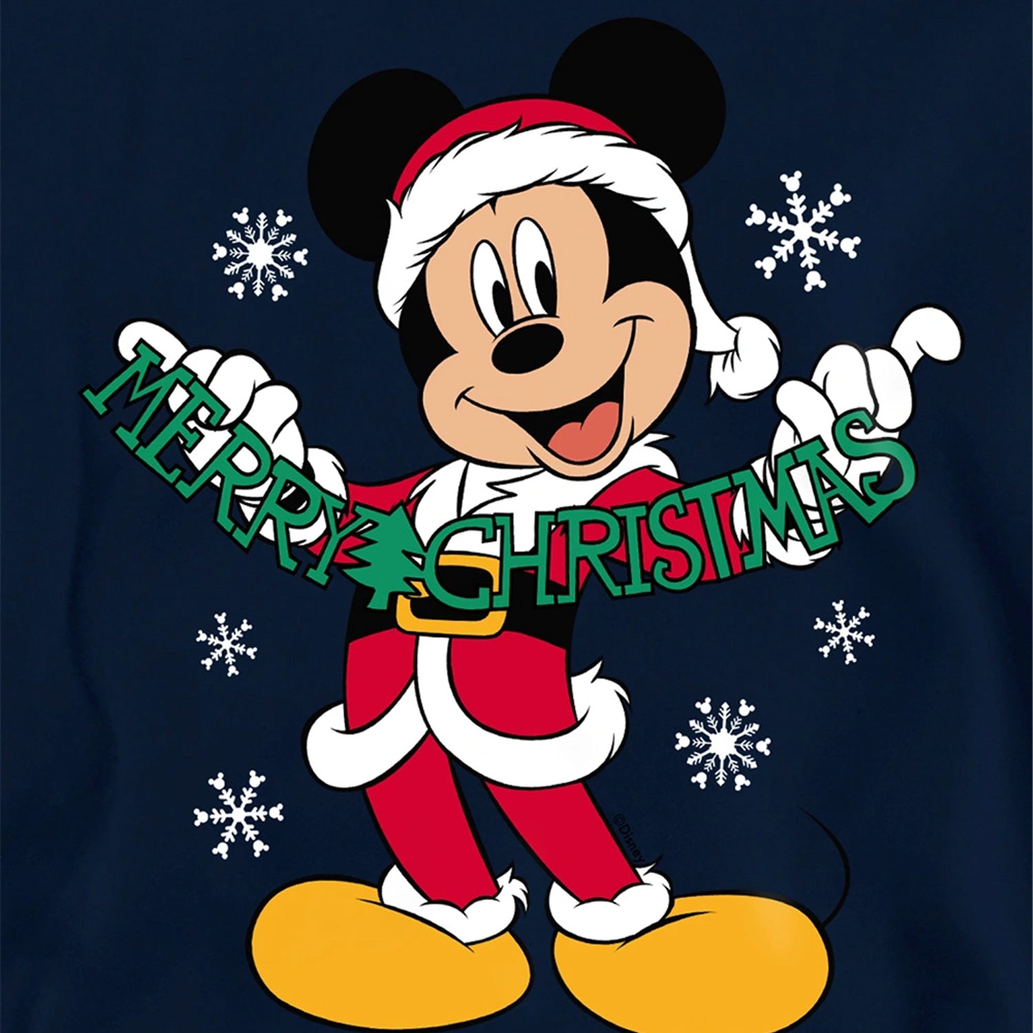 Navy - Side - Disney Childrens-Kids Merry Christmas Mickey Mouse Hoodie
