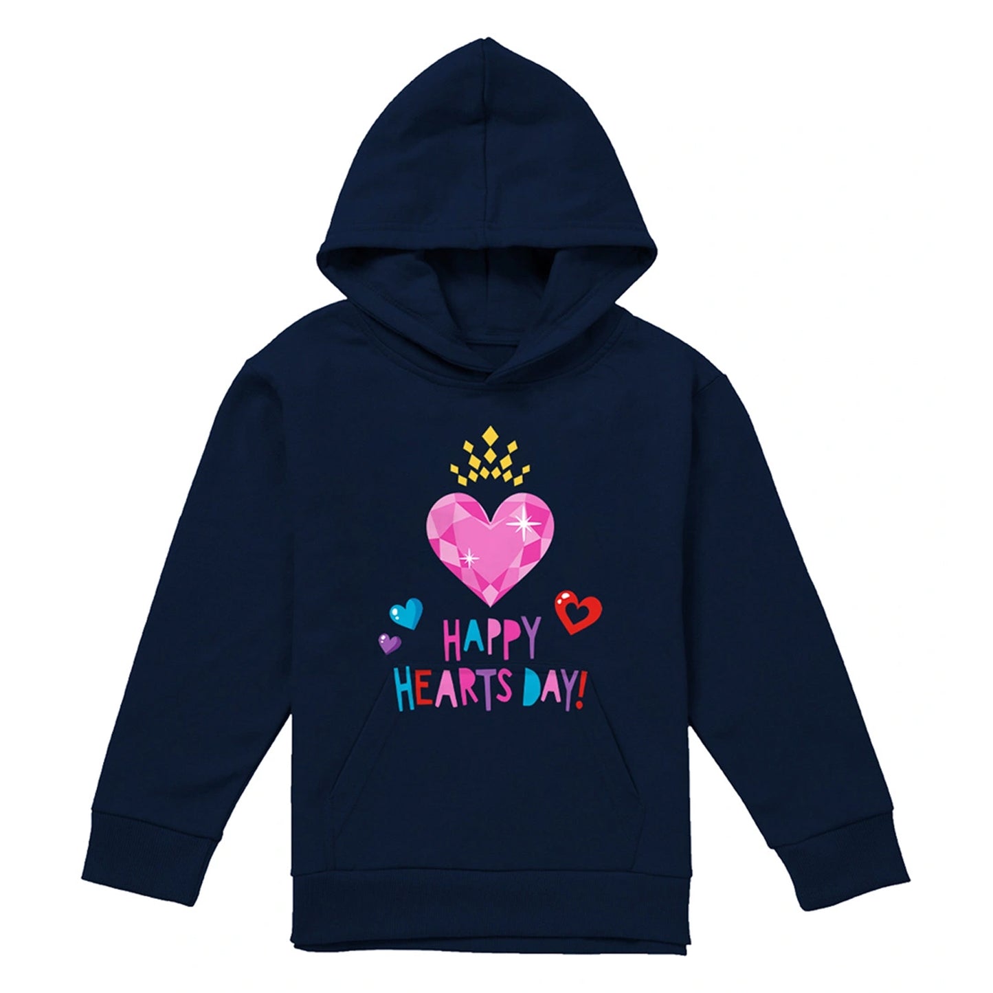 Navy - Front - Disney Princess Childrens-Kids Happy Hearts Day! Valentine`s Day Hoodie