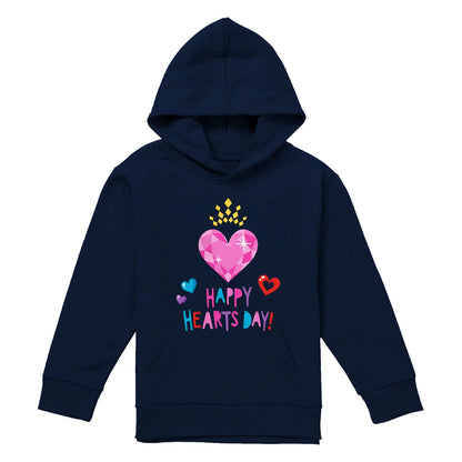 Navy - Front - Disney Princess Childrens-Kids Happy Hearts Day! Valentine`s Day Hoodie