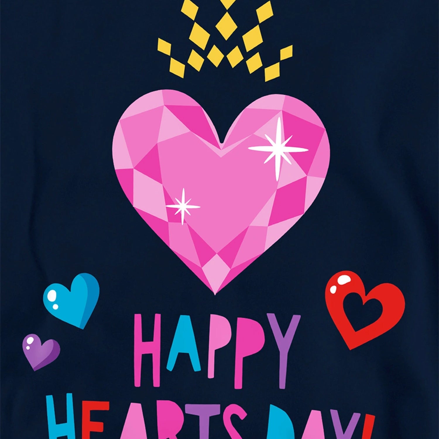 Navy - Side - Disney Princess Childrens-Kids Happy Hearts Day! Valentine`s Day Hoodie