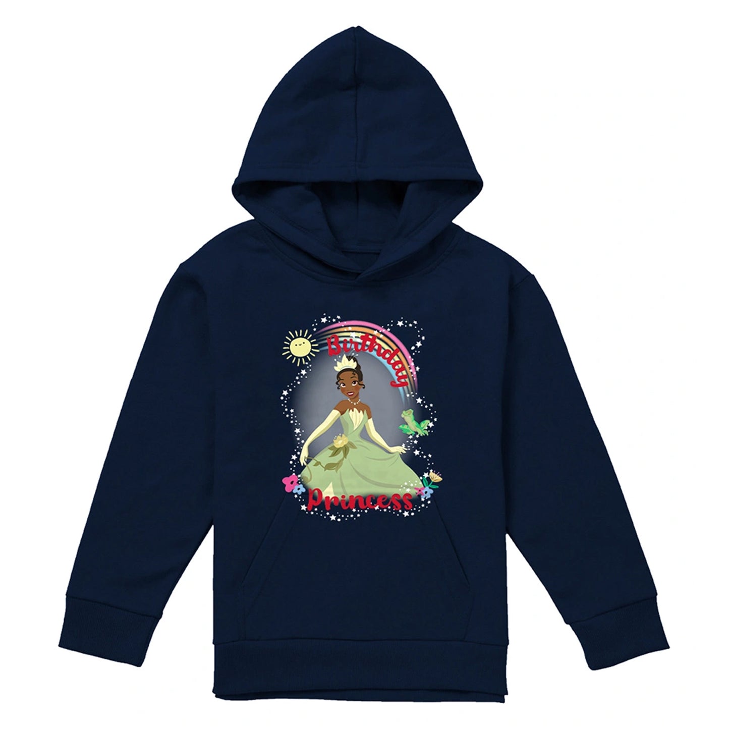 Navy - Front - The Princess and the Frog Childrens-Kids Birthday Princess Tiana Hoodie