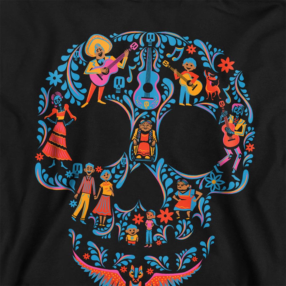 Black - Side - Coco Childrens-Kids Day Of The Dead Skull Rivera Family Hoodie
