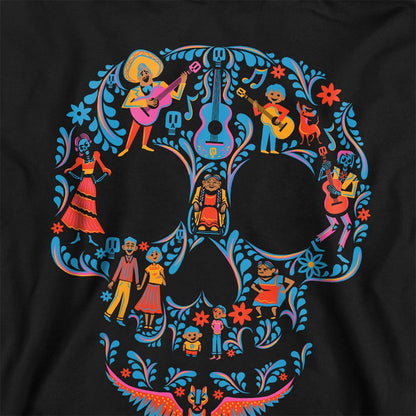 Black - Side - Coco Childrens-Kids Day Of The Dead Skull Rivera Family Hoodie