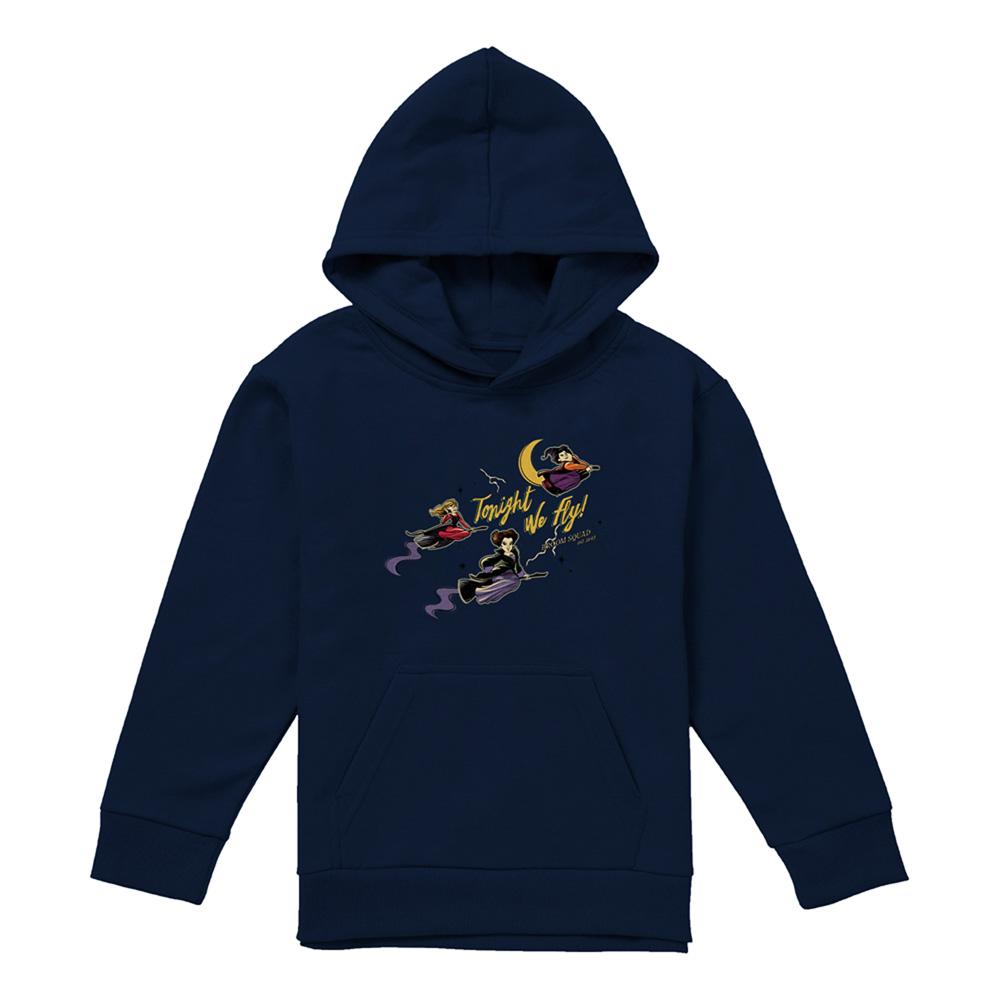 Navy - Front - Hocus Pocus Childrens-Kids Tonight We Fly Sanderson Sisters Hoodie
