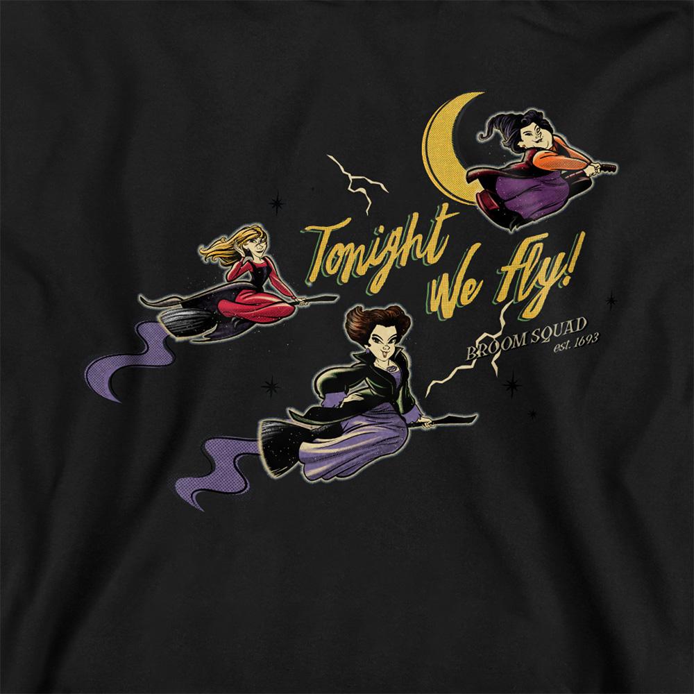 Black - Side - Hocus Pocus Childrens-Kids Tonight We Fly Sanderson Sisters Hoodie