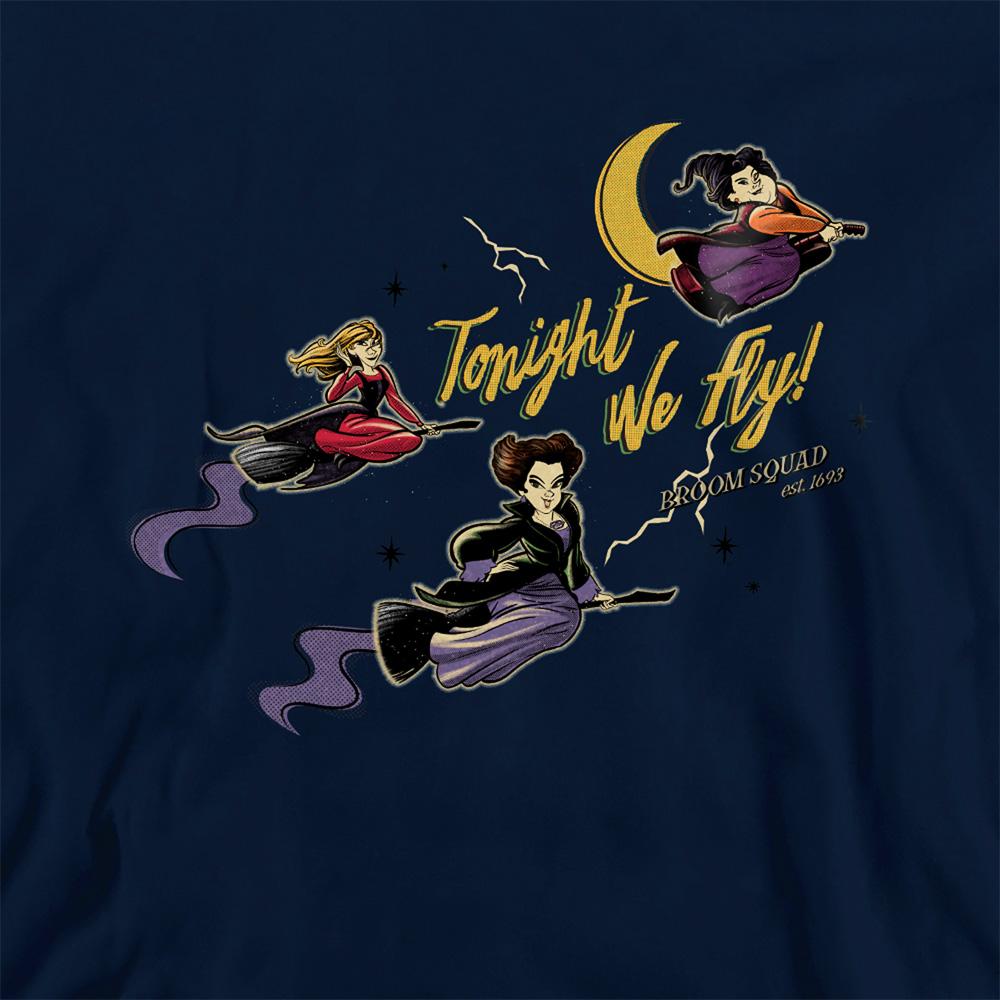 Navy - Side - Hocus Pocus Childrens-Kids Tonight We Fly Sanderson Sisters Hoodie
