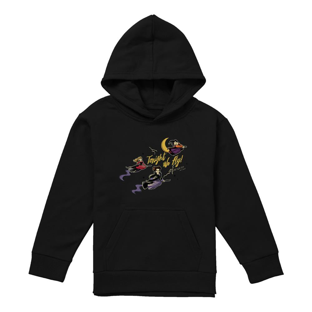 Black - Front - Hocus Pocus Childrens-Kids Tonight We Fly Sanderson Sisters Hoodie