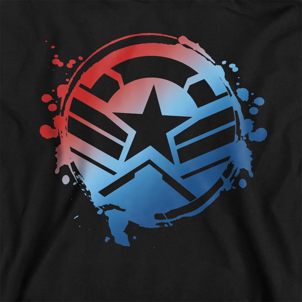 Black - Side - Captain America Childrens-Kids Gradient Shield Pull Over Hoodie