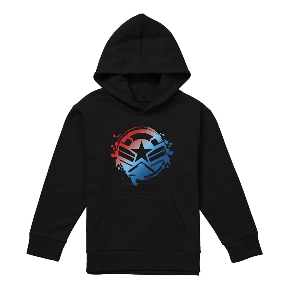 Black - Front - Captain America Childrens-Kids Gradient Shield Pull Over Hoodie