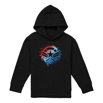 Black - Front - Captain America Childrens-Kids Gradient Shield Pull Over Hoodie