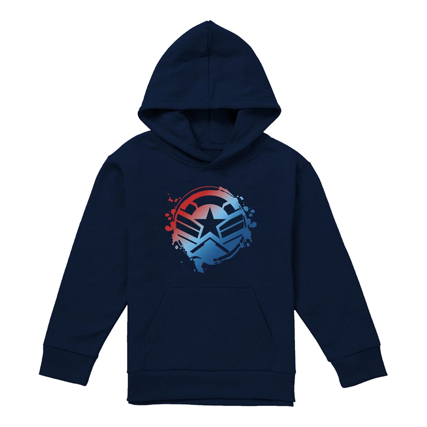 Navy - Front - Captain America Childrens-Kids Gradient Shield Pull Over Hoodie