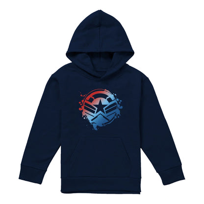 Navy - Front - Captain America Childrens-Kids Gradient Shield Pull Over Hoodie
