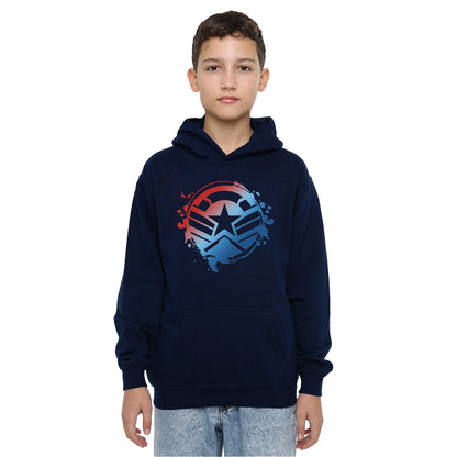 Navy - Lifestyle - Captain America Childrens-Kids Gradient Shield Pull Over Hoodie
