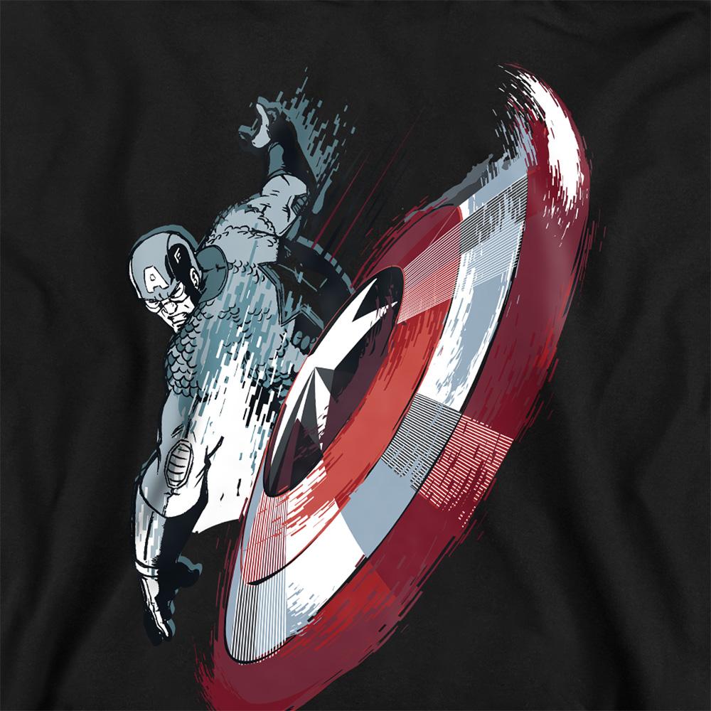 Black - Side - Captain America Childrens-Kids Shield Pull Over Hoodie