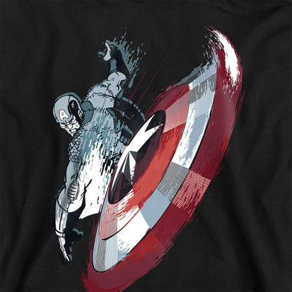 Black - Side - Captain America Childrens-Kids Shield Pull Over Hoodie