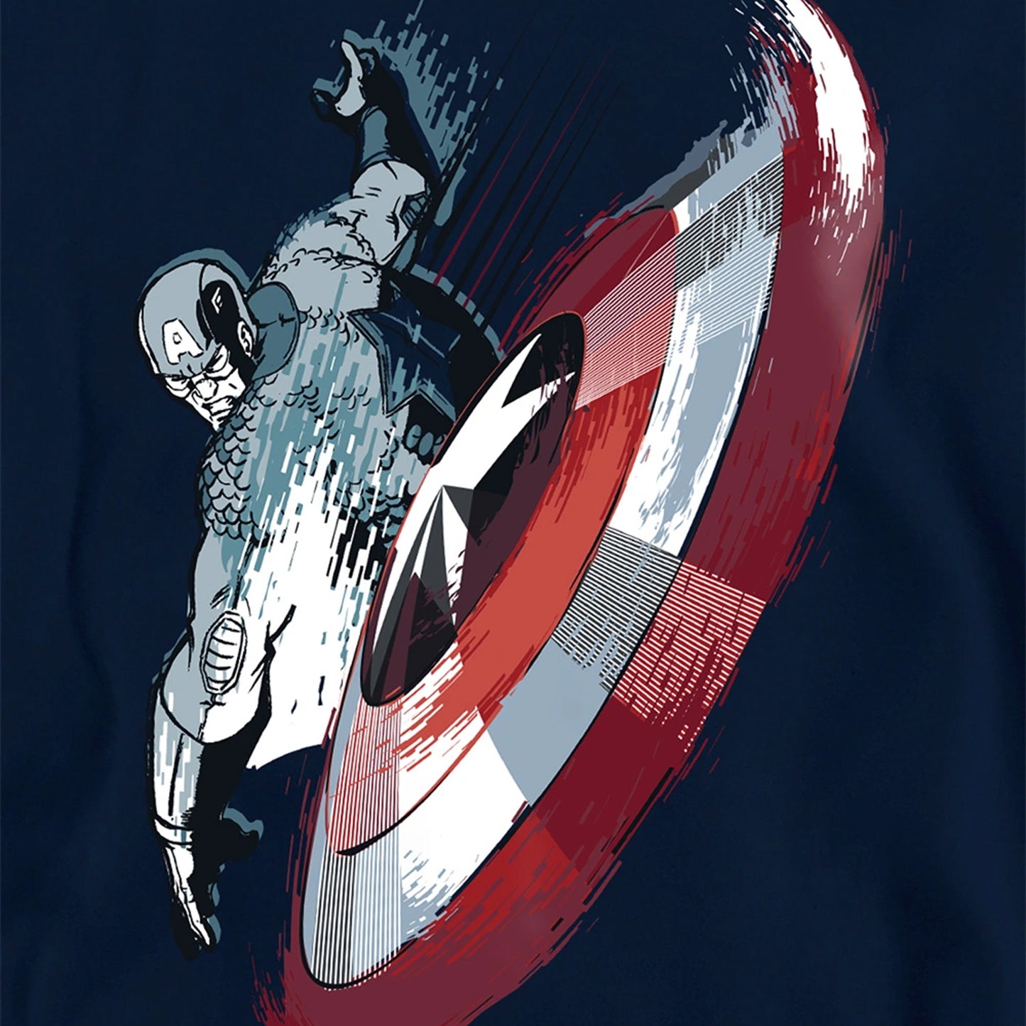 Navy - Side - Captain America Childrens-Kids Shield Pull Over Hoodie