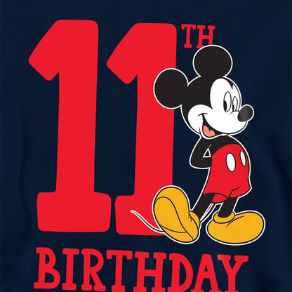 Navy - Side - Disney Childrens-Kids Mickey Mouse Shirt 11th Birthday Hoodie