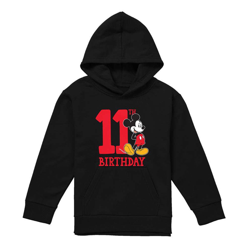 Black - Front - Disney Childrens-Kids Mickey Mouse Shirt 11th Birthday Hoodie