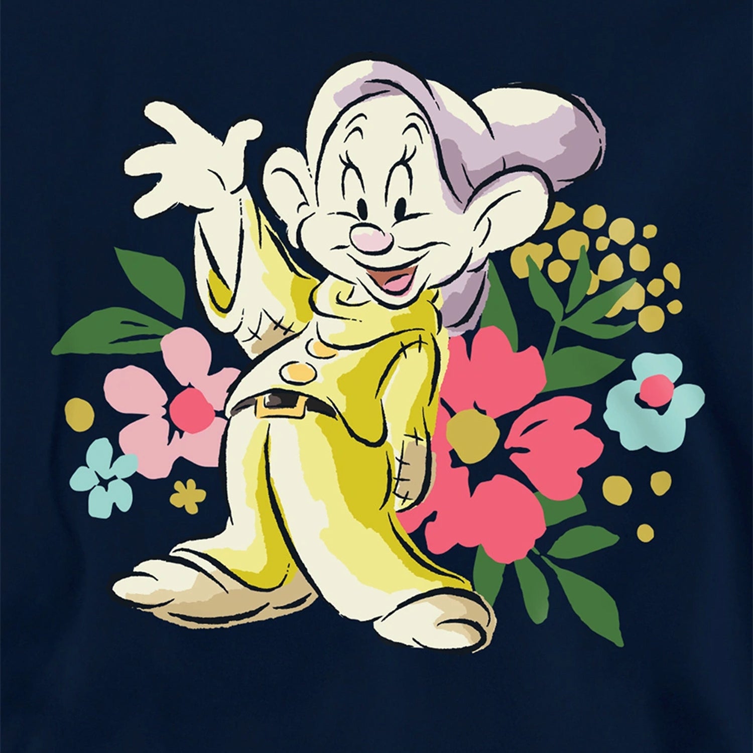 Navy - Side - Snow White Childrens-Kids Greetings From Dopey Hoodie