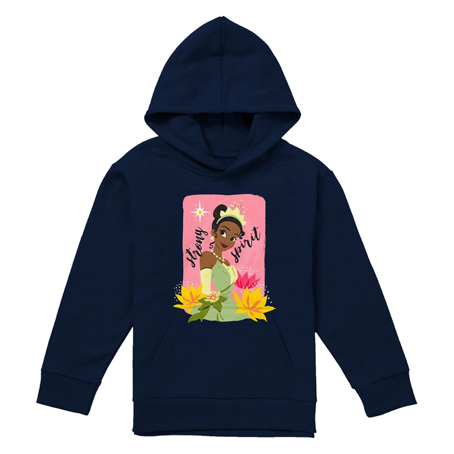 Navy - Front - The Princess and the Frog Childrens-Kids Strong Spirit Tiana Hoodie