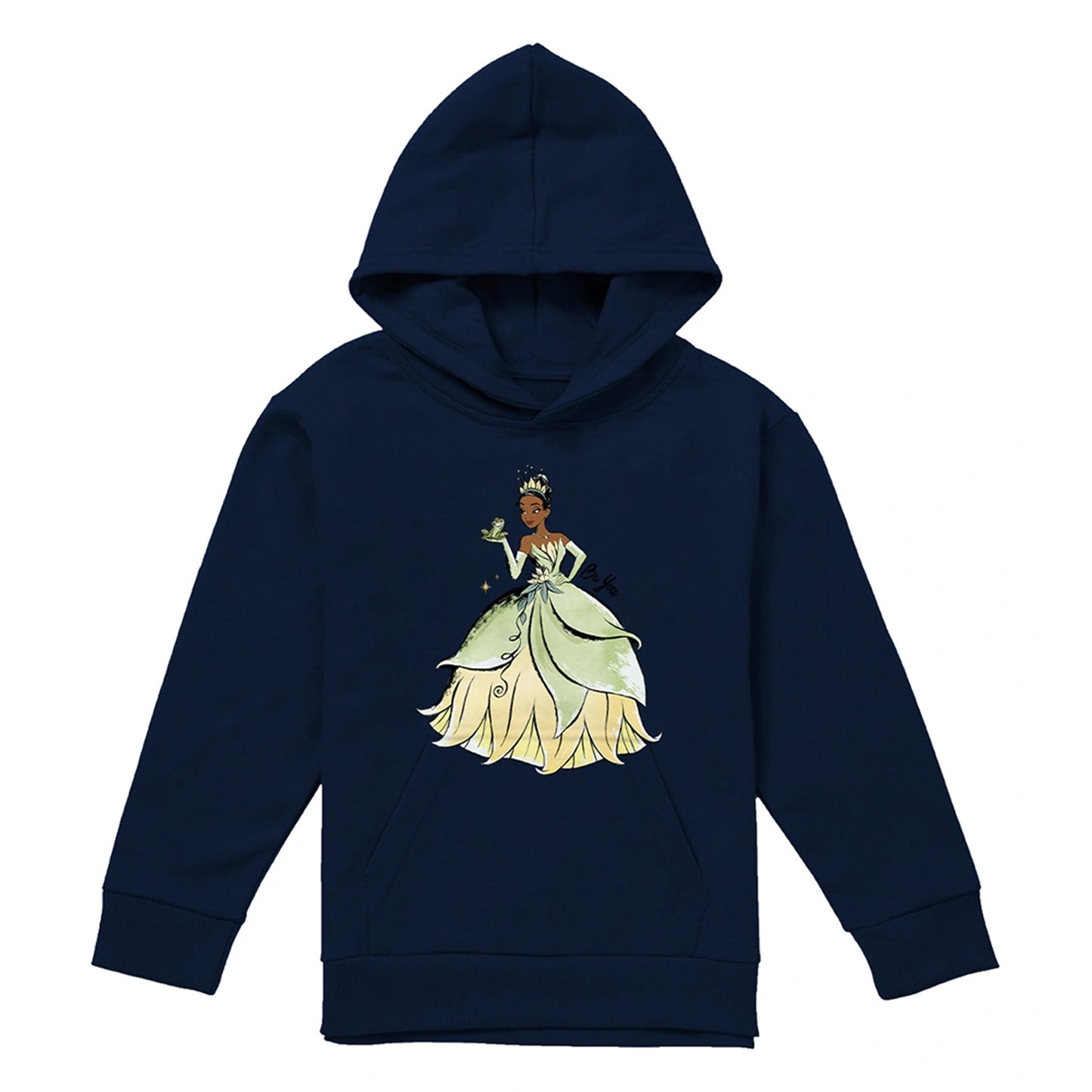 Navy - Front - The Princess and the Frog Childrens-Kids Be You, It´s Beautiful Tiana Hoodie
