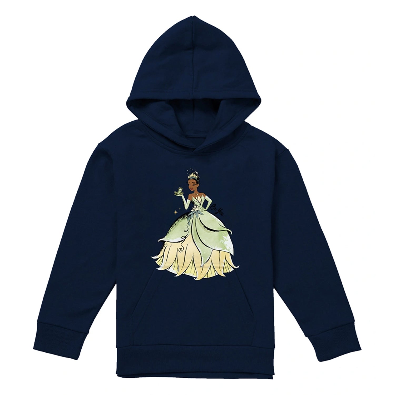 Navy - Front - The Princess and the Frog Childrens-Kids Be You, It´s Beautiful Tiana Hoodie