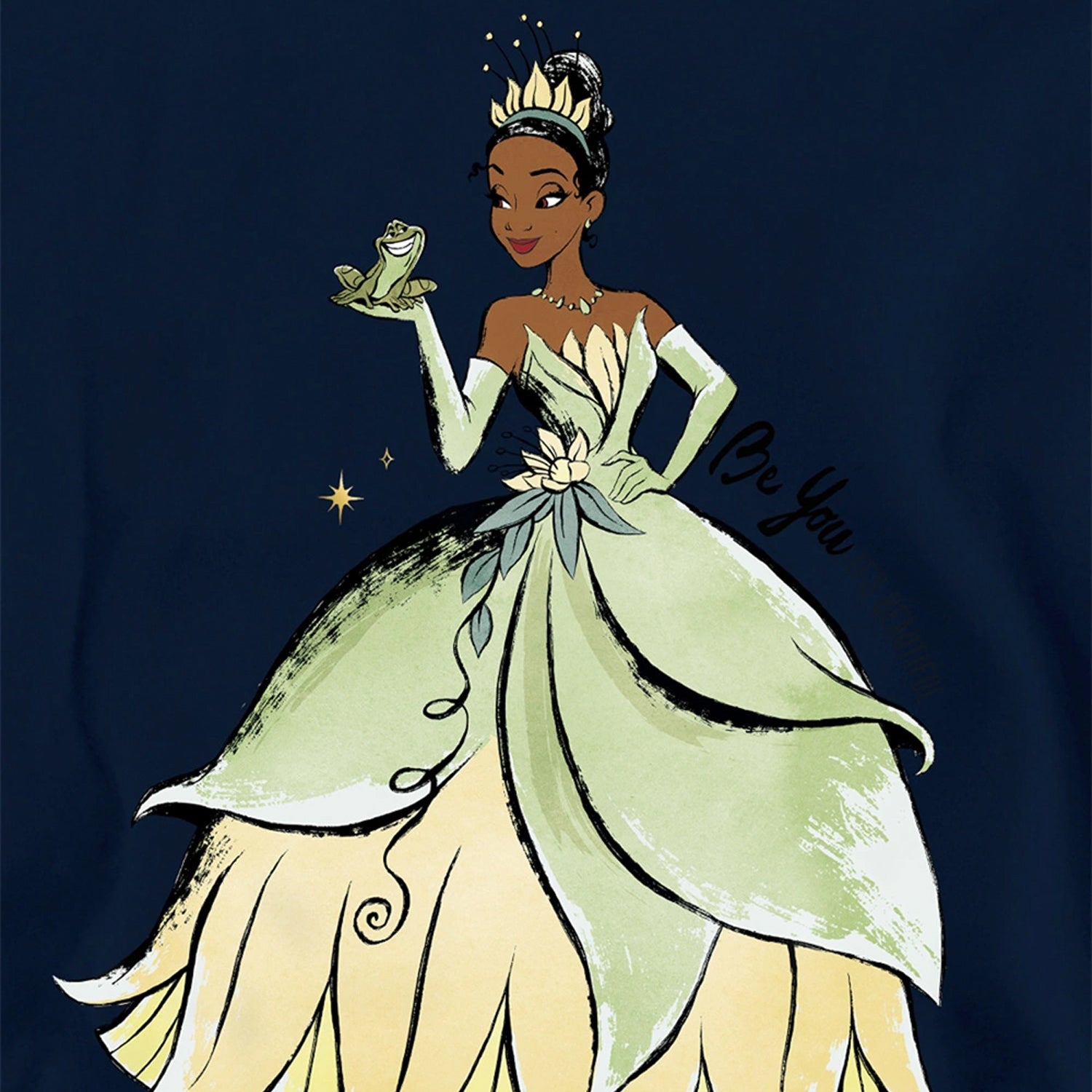 Navy - Side - The Princess and the Frog Childrens-Kids Be You, It´s Beautiful Tiana Hoodie