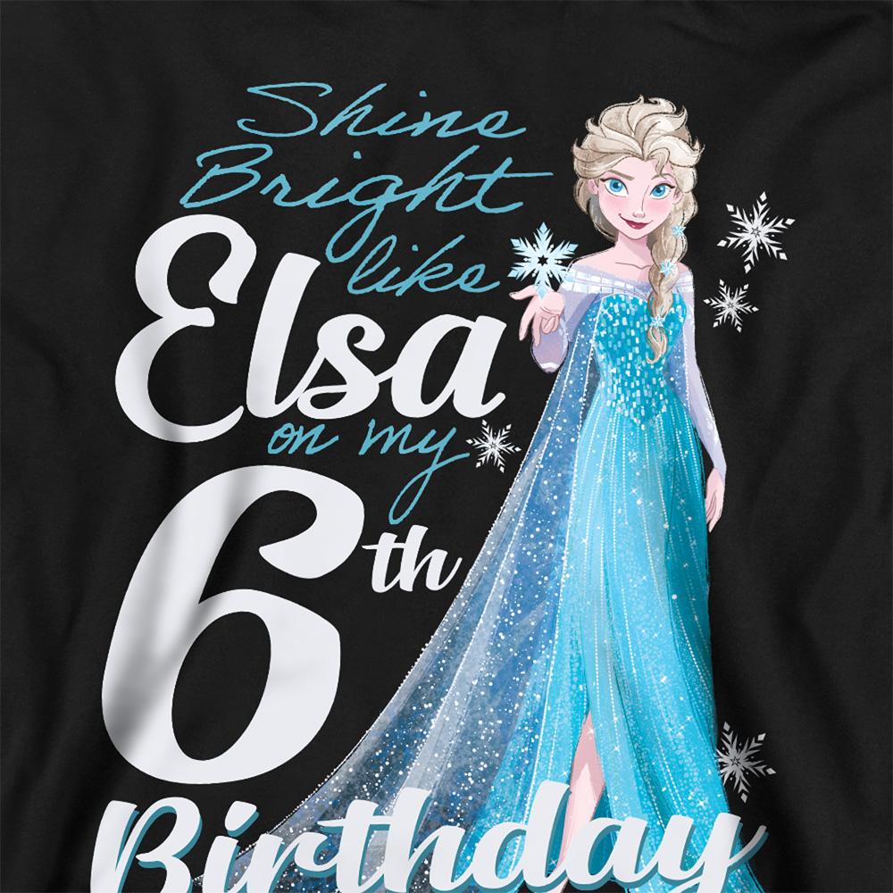 Black - Side - Frozen Childrens-Kids Bright Like Elsa 6th Birthday Pullover Hoodie