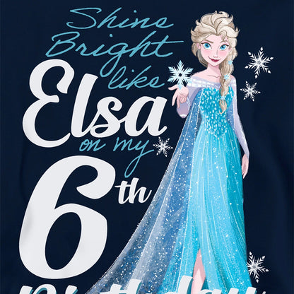 Navy - Side - Frozen Childrens-Kids Bright Like Elsa 6th Birthday Pullover Hoodie