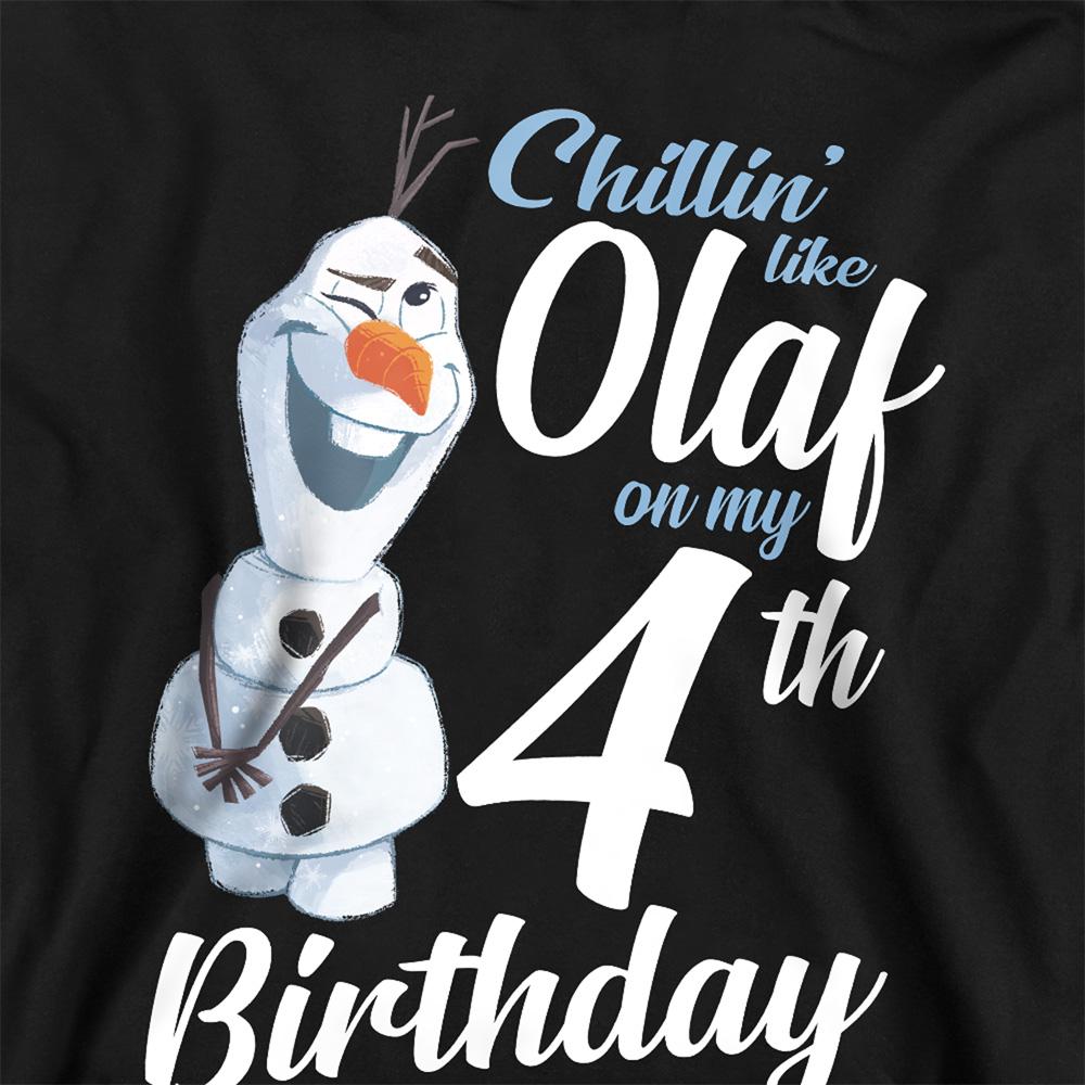 Black - Side - Frozen Childrens-Kids Chillin Like Olaf 4th Birthday Pullover Hoodie